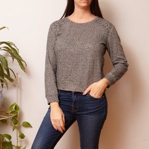 Grey Sweatshirt with Studs on Shoulders